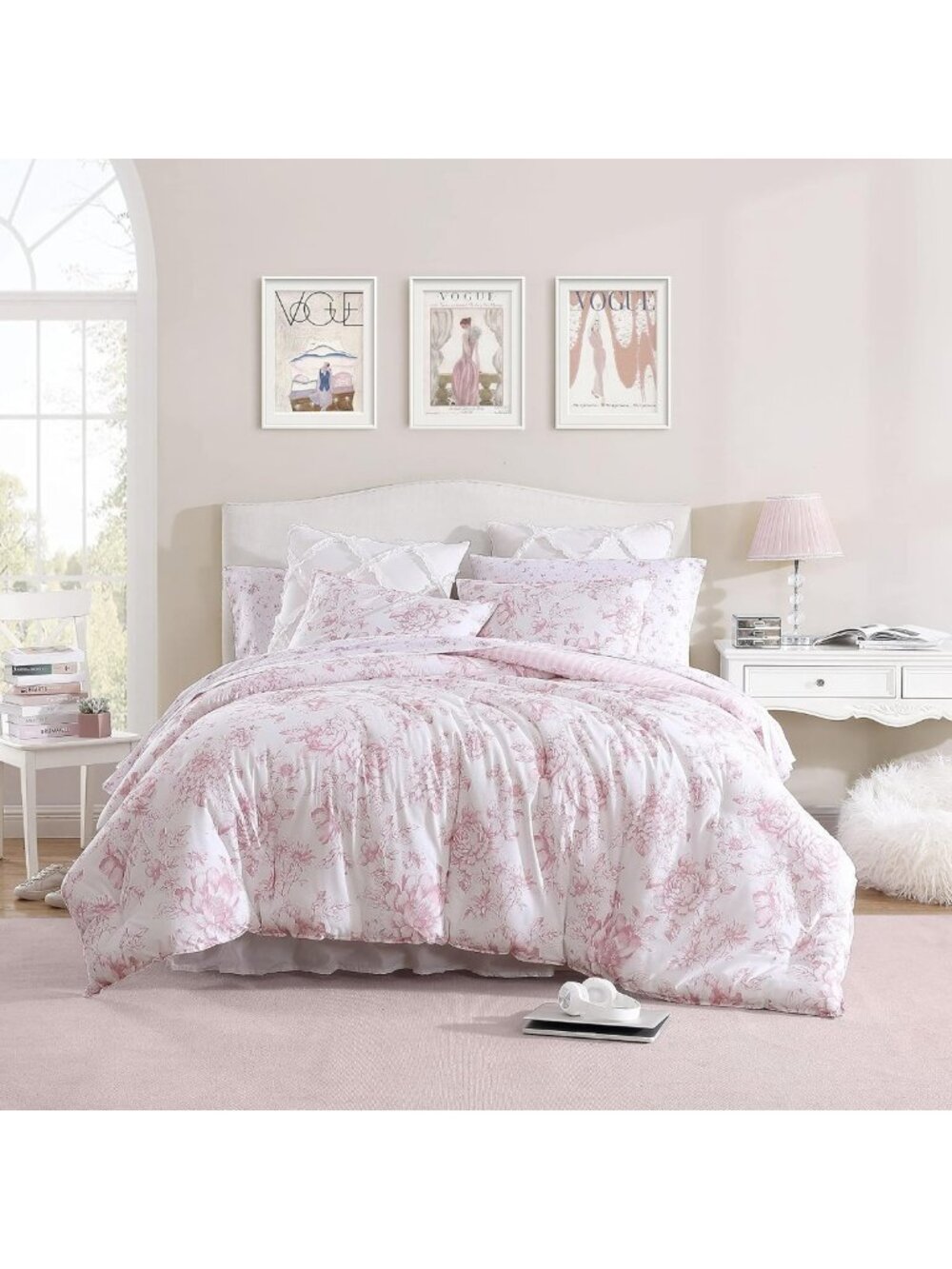 Reversible Twin Comforter Set with Shams, Soft Cotton Bedding, Cozy Home Decor